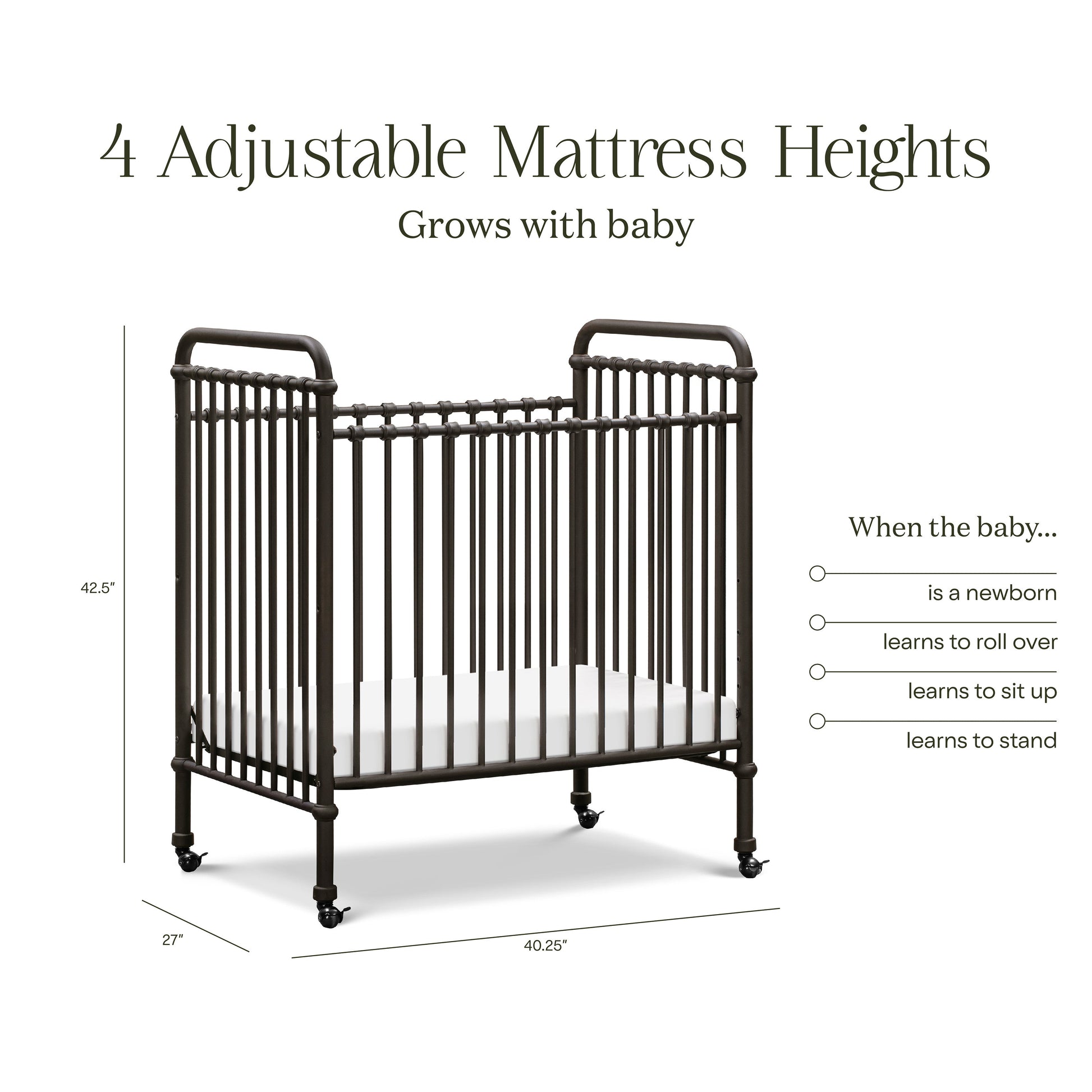 Namesake Abigail 3-in-1 Convertible Mini Crib