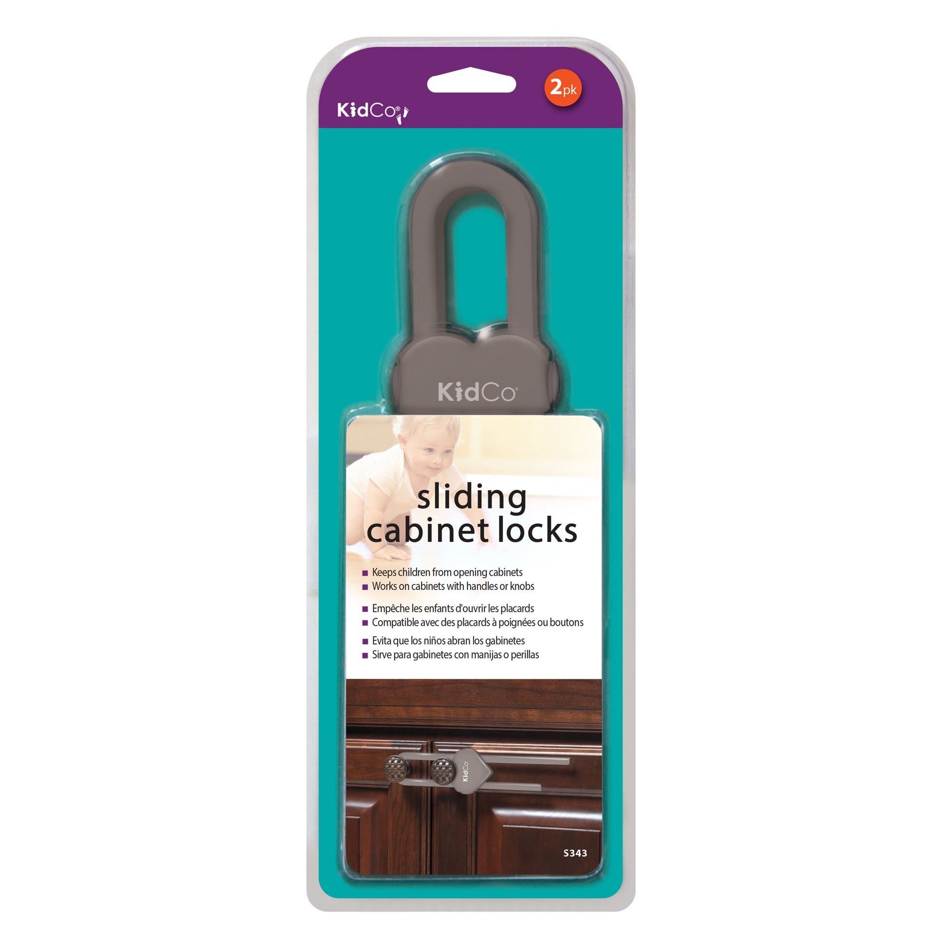Kidco Sliding Cabinet Locks Brown