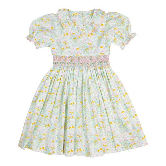 Smockingbird Girls Floral Bouquet Smocked Dress
