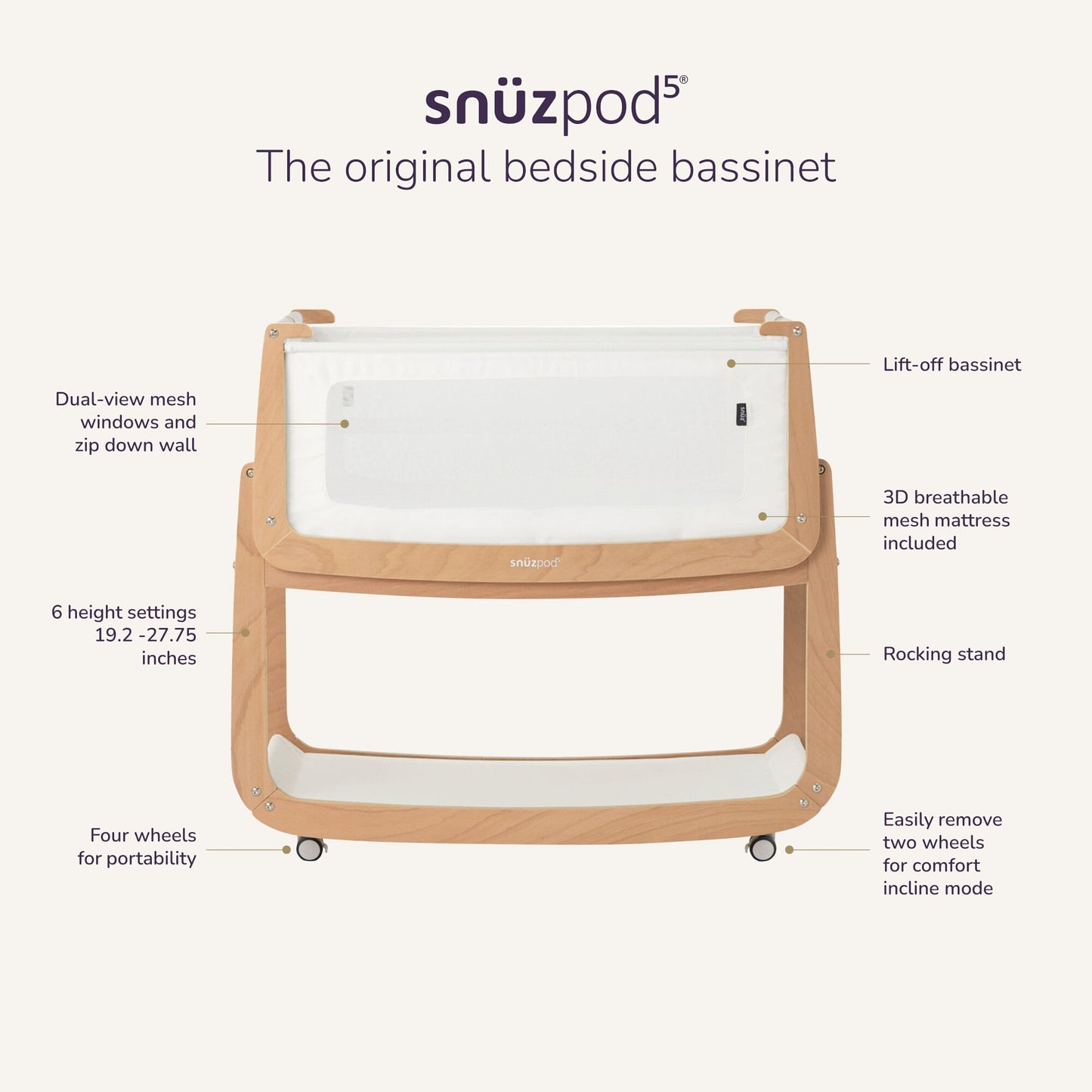 Snüz Bassinets SnüzPod5 Bedside Bassinet