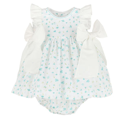 Sophie & Lucas Azure Blooms Dress with Bows babysupermarket