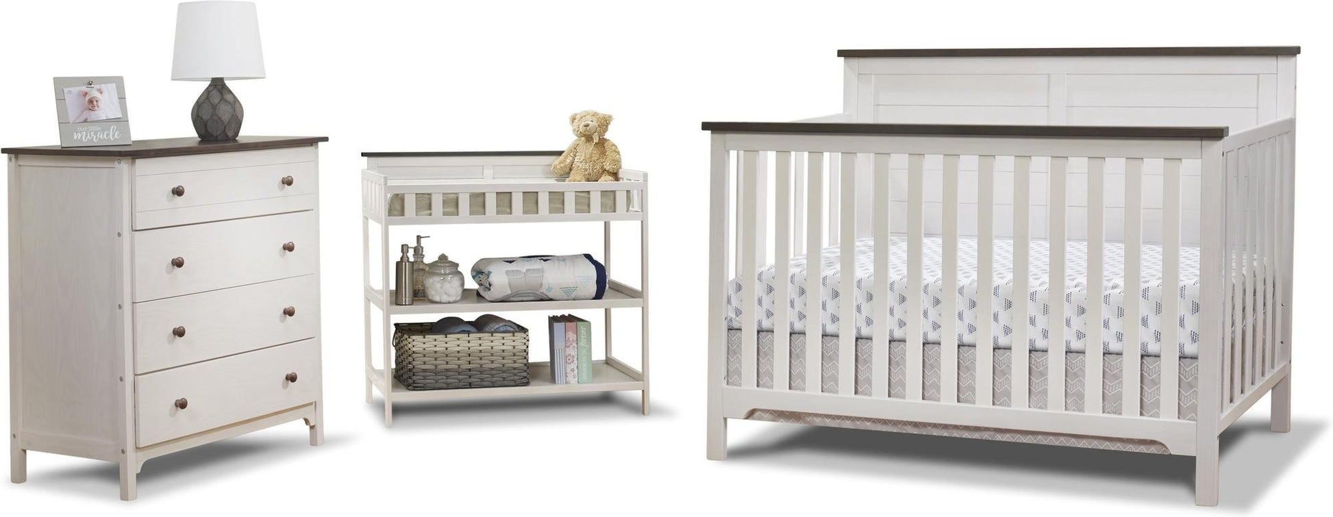 Sorelle Cribs Chocolate and White Sorelle Farmhouse Room in a Box