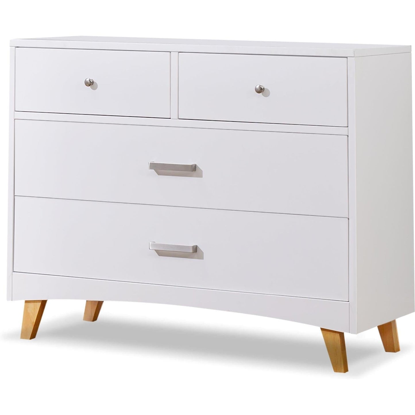 Sorelle Dressers White and Natural Wood Sorelle Soho 4 Drawer Dresser