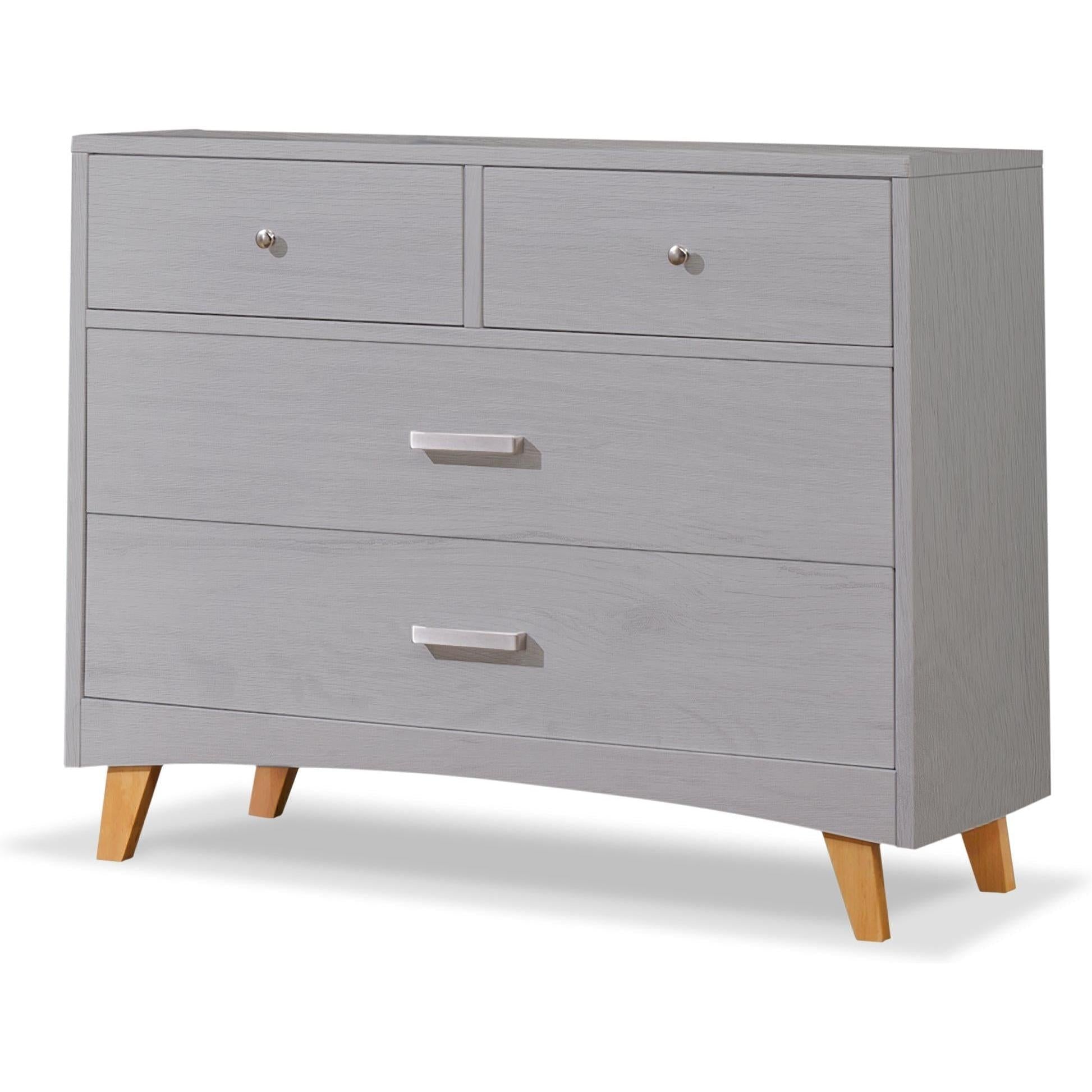 Sorelle Dressers Weathered Gray and Natural Wood Sorelle Soho 4 Drawer Dresser