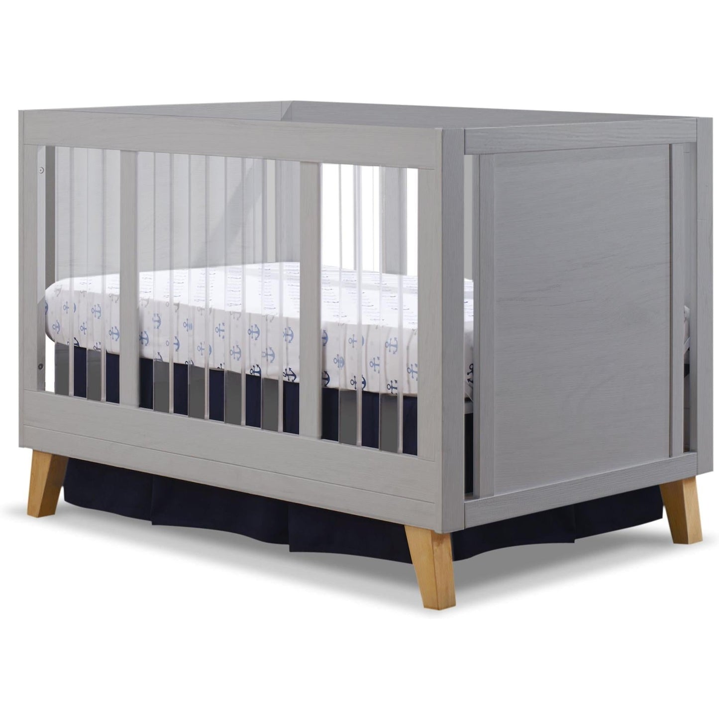 Sorelle Cribs Weathered Gray and Natural Wood Sorelle Uptown Acrylic Crib