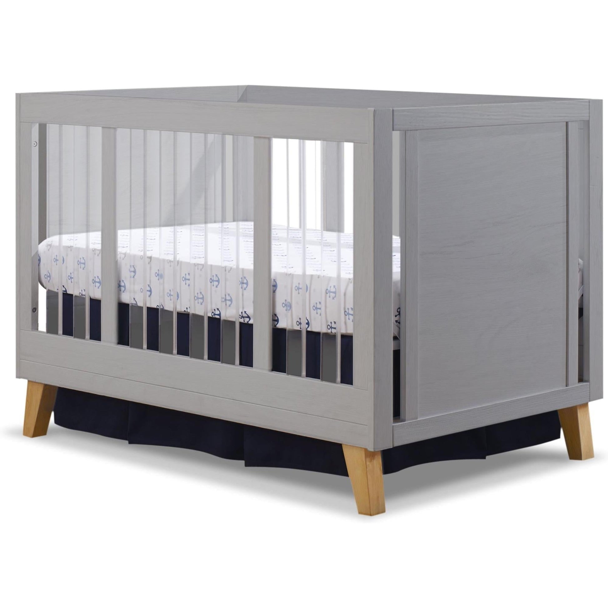 Sorelle Cribs Weathered Gray and Natural Wood Sorelle Uptown Acrylic Crib