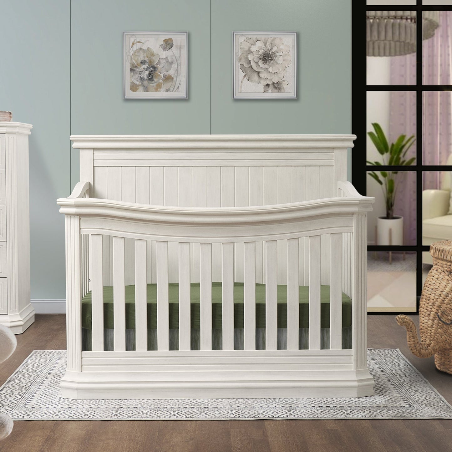 Sorelle Nightstands Brushed Ivory Sorelle Vista Elite Panel Flat-Top 4-In-1 Crib