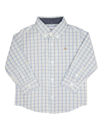 Southbound Khaki/Green/Blue / 5 Southbound Boys Long Sleeve Dress Shirt - Khaki/Green/Blue Windowpane Check