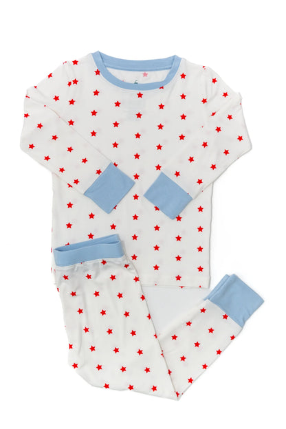 Uptown Baby Red Stars Long Sleeve Pajamas
