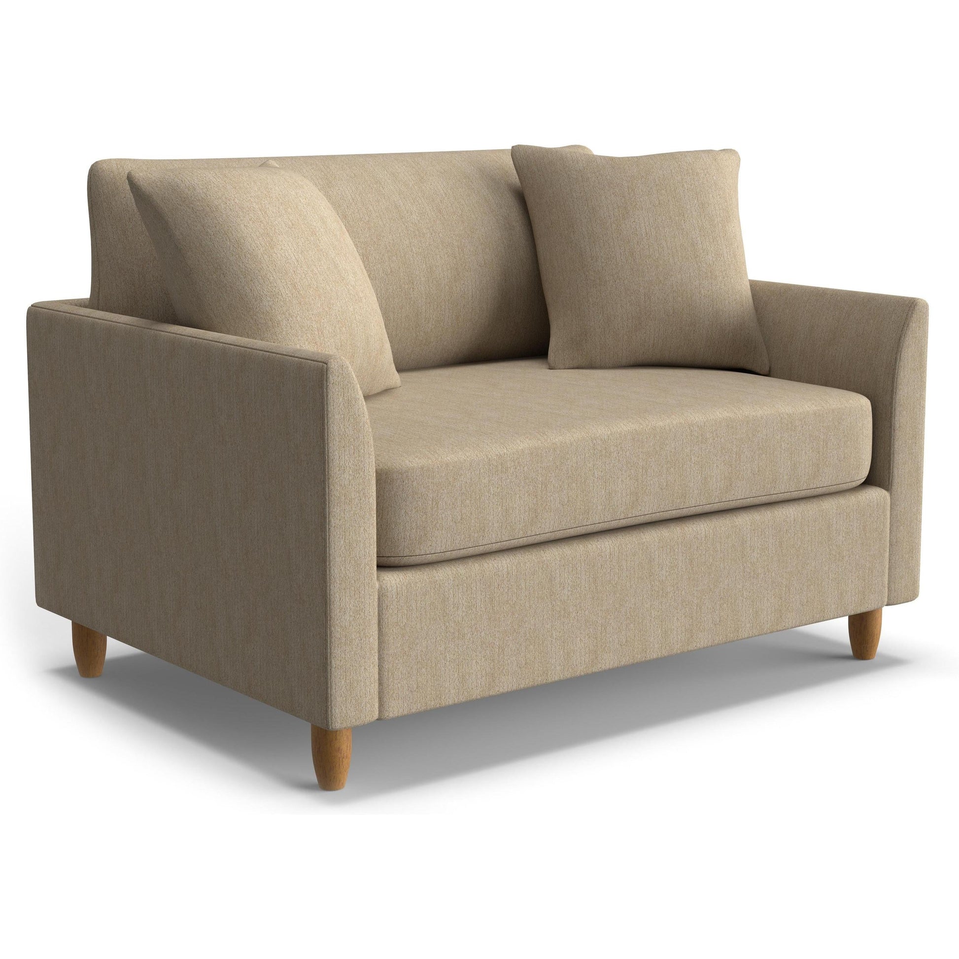 Best Chairs Gliders & Rockers 26519 Linen / Standard / Honey Birch Storytime Bayment Chair & A Half with Twin Sleeper