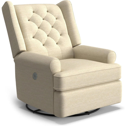 Best Chairs Gliders & Rockers 28569 Eggshell / Powered Storytime Kendra Swivel Glider Recliner