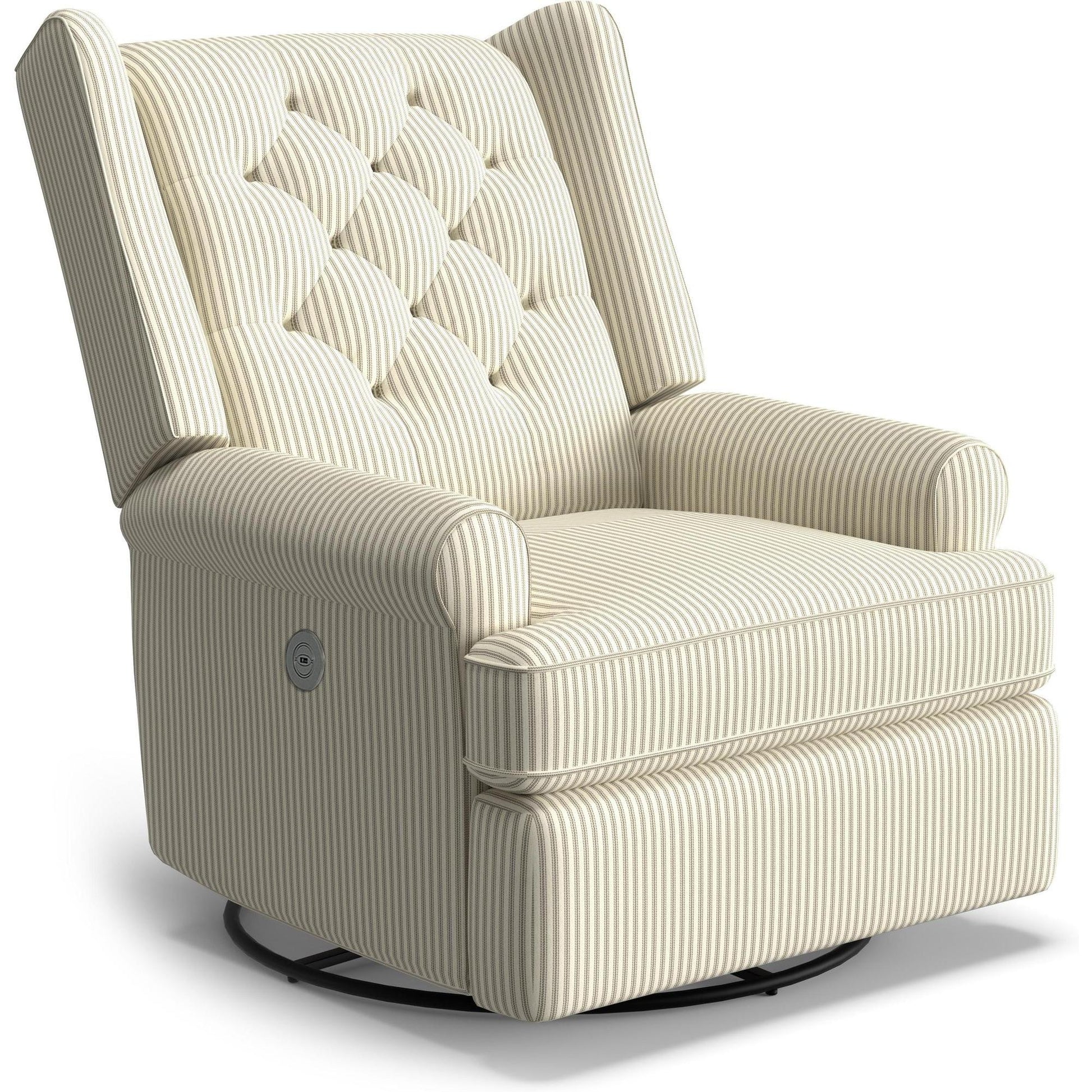Best Chairs Gliders & Rockers 23949 Muslin / Powered Storytime Kendra Swivel Glider Recliner