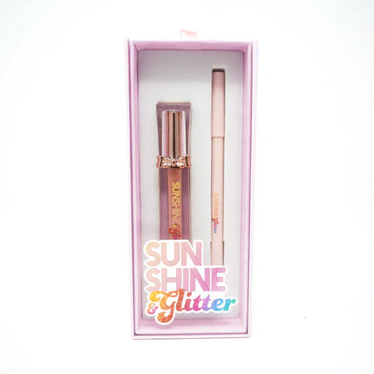 Sunshine & Glitter Sunshine & Glitter BOW Me a Kiss-Soft Pink 2pc Lip Kit