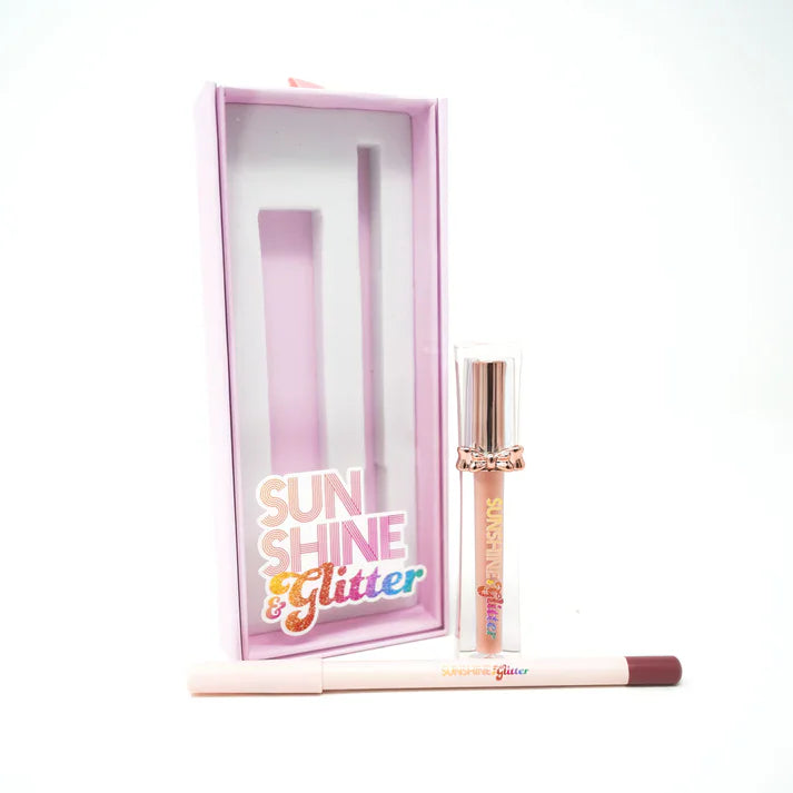 Sunshine & Glitter Sunshine & Glitter BOW Me a Kiss-Soft Pink 2pc Lip Kit