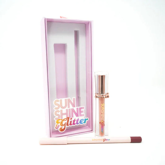 Sunshine & Glitter Sunshine & Glitter BOW Me a Kiss-Soft Pink 2pc Lip Kit