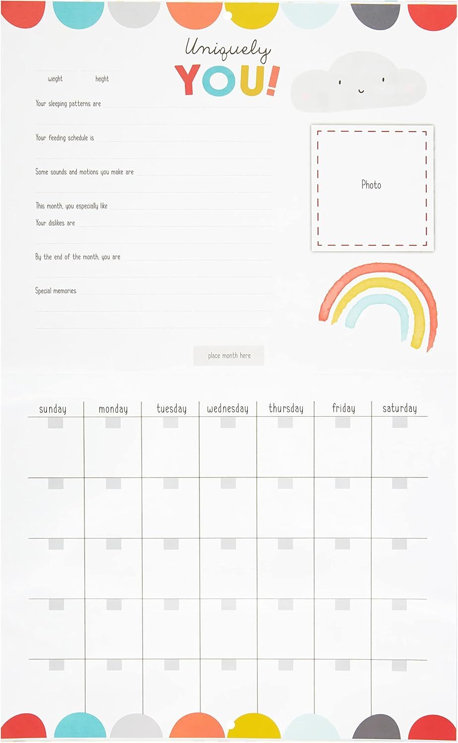 You Are My Sunshine Baby's First Year Keepsake Calendar