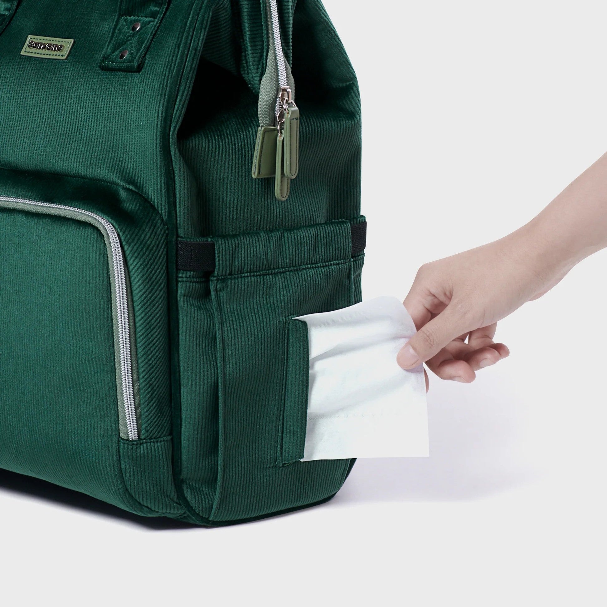 Sunveno Corduroy Diaper Backpack Dark Green