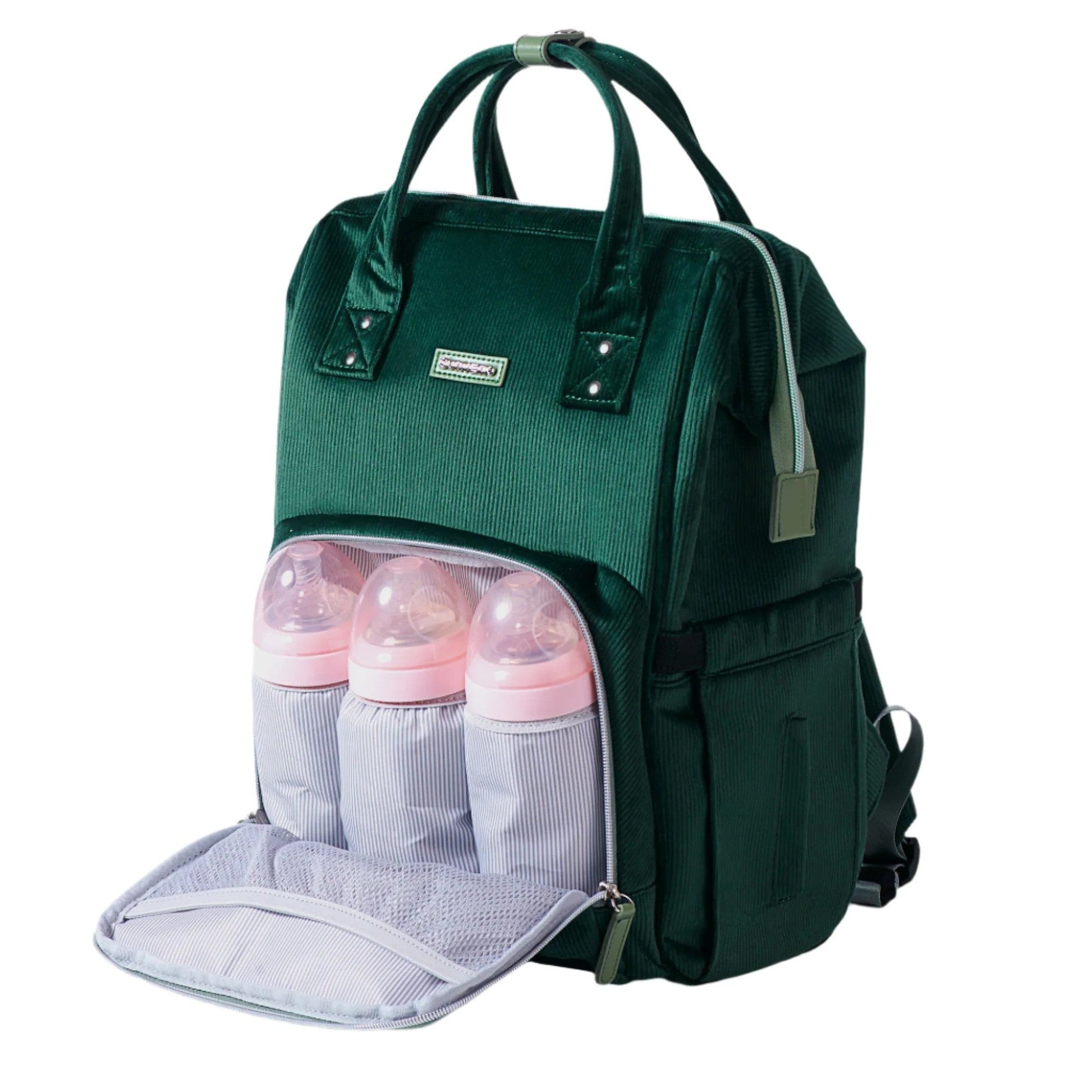 Sunveno Corduroy Diaper Backpack Dark Green