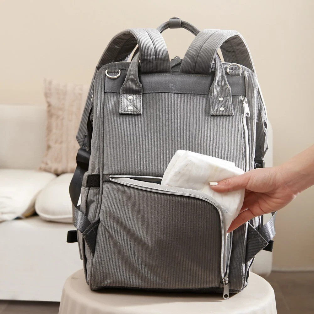Sunveno Corduroy Diaper Backpack Grey