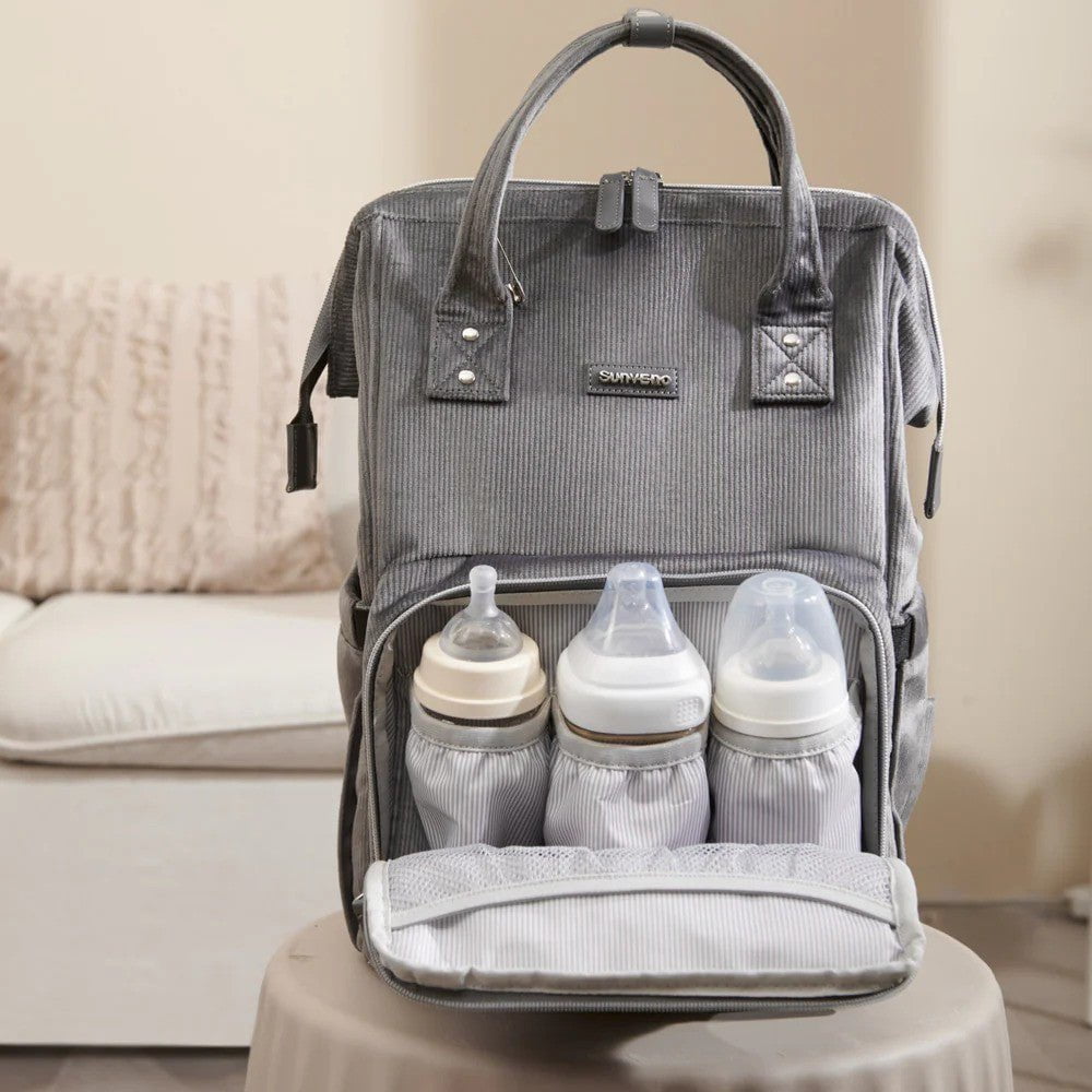 Sunveno Corduroy Diaper Backpack Grey