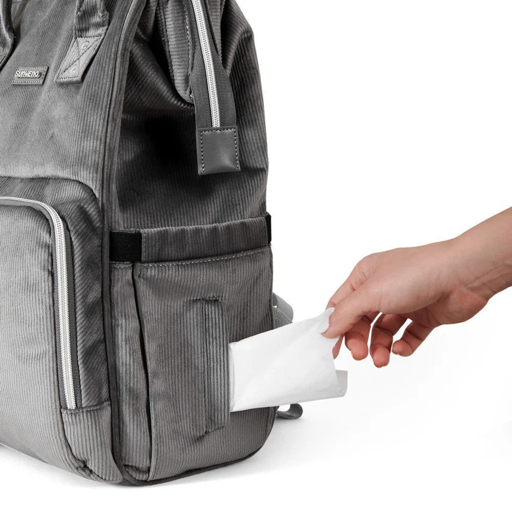 Sunveno Corduroy Diaper Backpack Grey