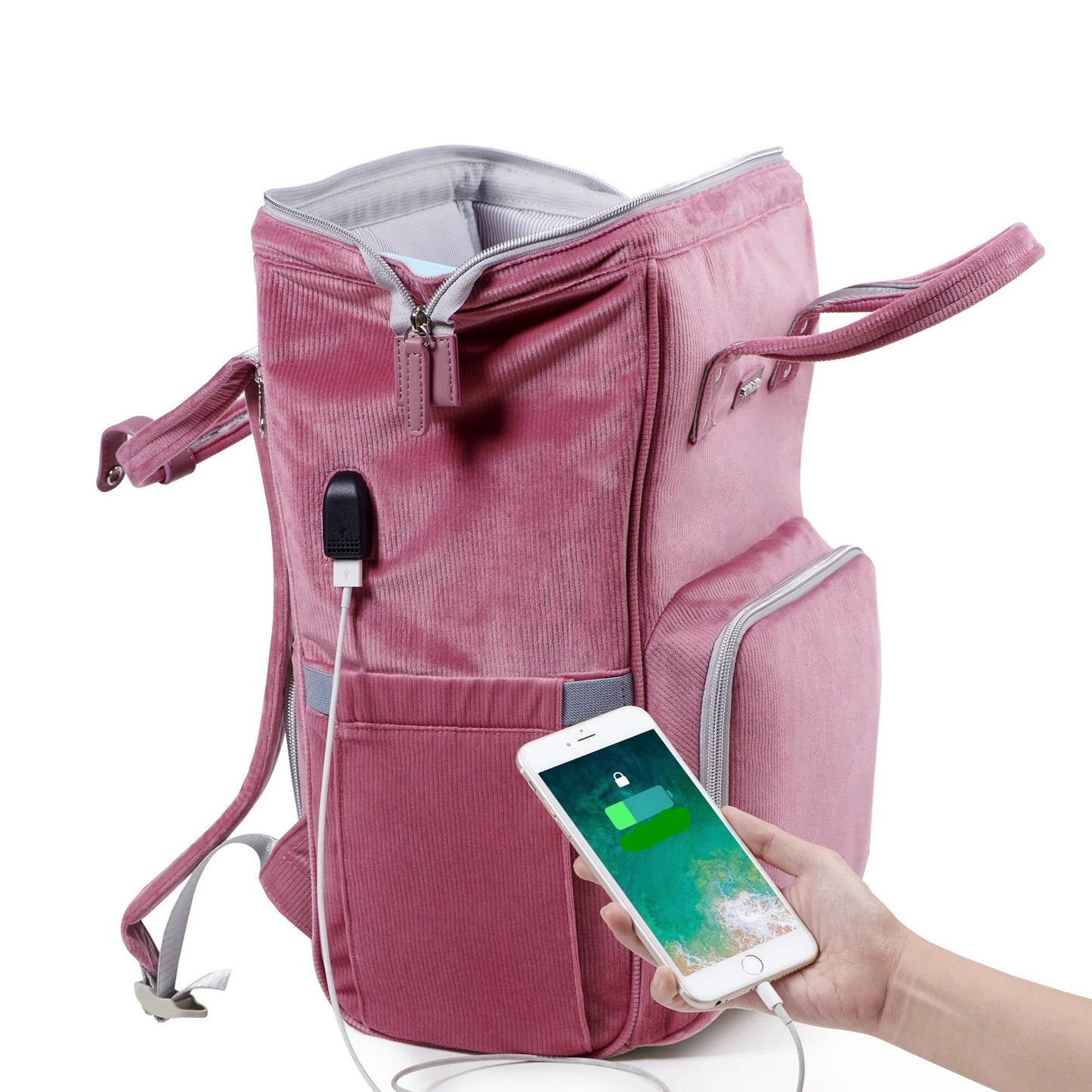 Sunveno Corduroy Diaper Backpack Pink