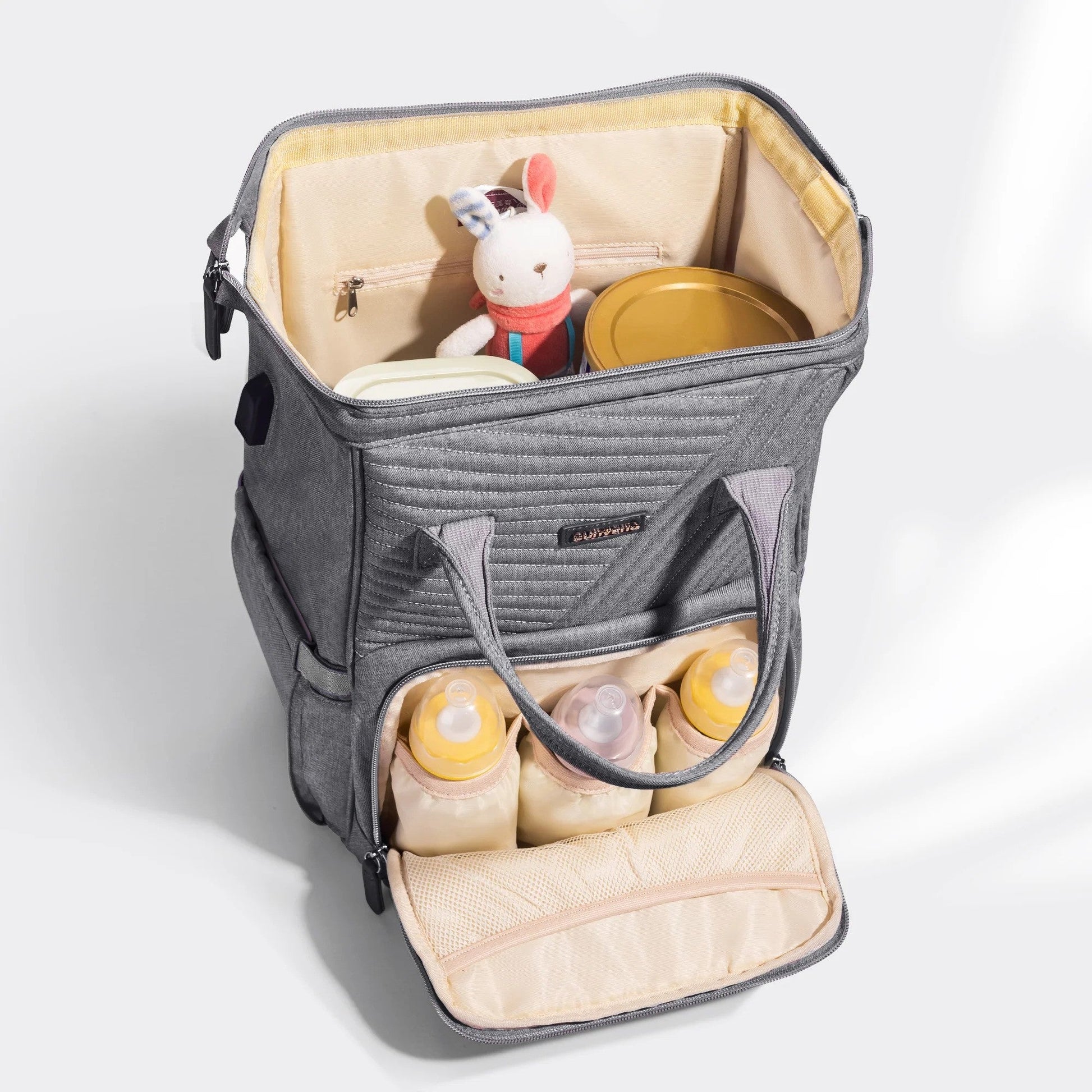 Sunveno Quilted Diaper Bag Backpack Gray