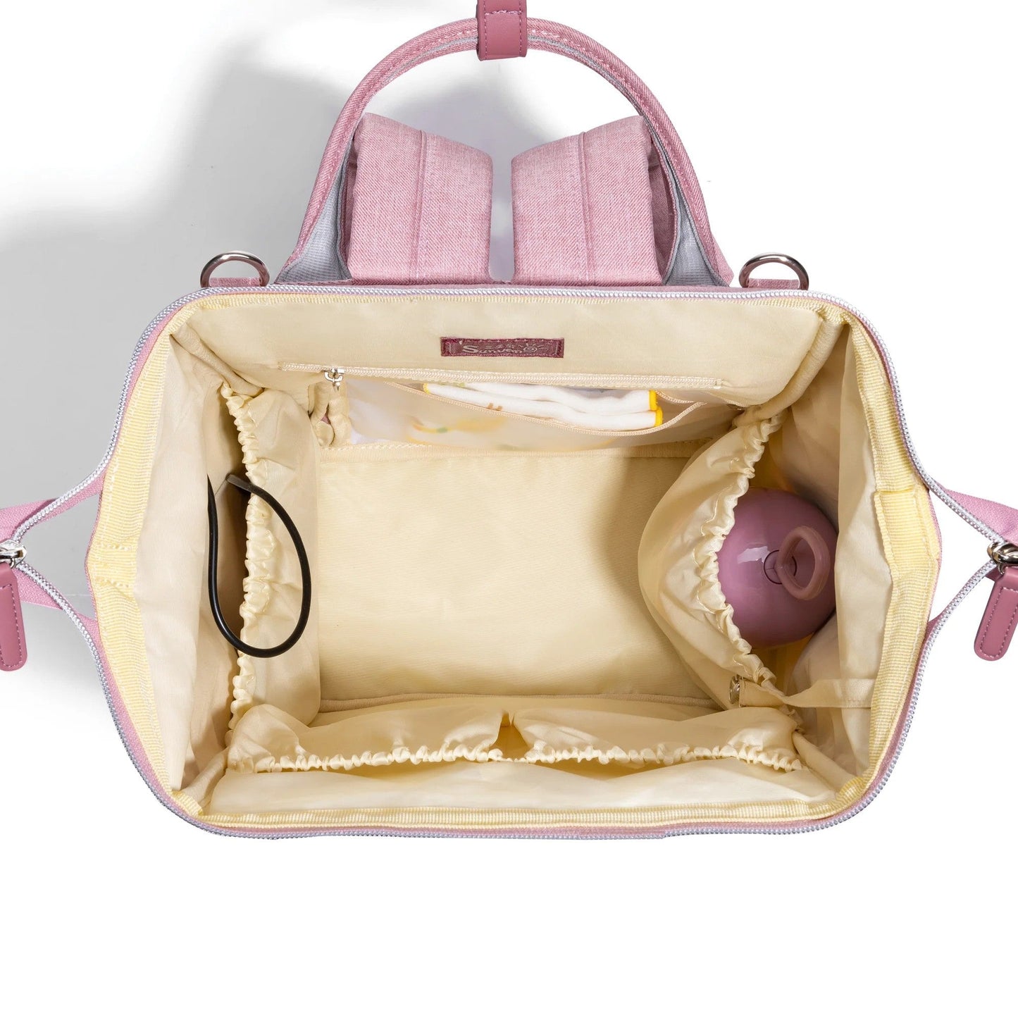 Sunveno Quilted Diaper Bag Backpack Pink