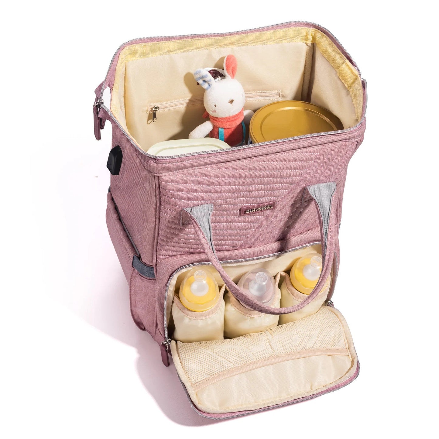 Sunveno Quilted Diaper Bag Backpack Pink