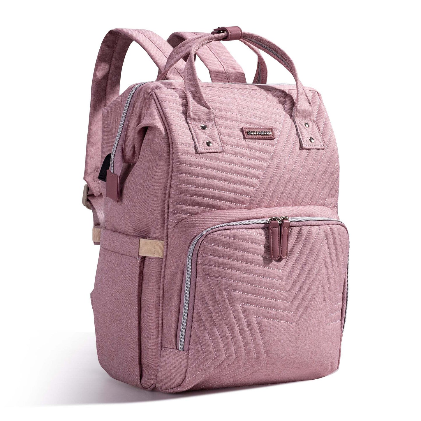 Sunveno Quilted Diaper Bag Backpack Pink