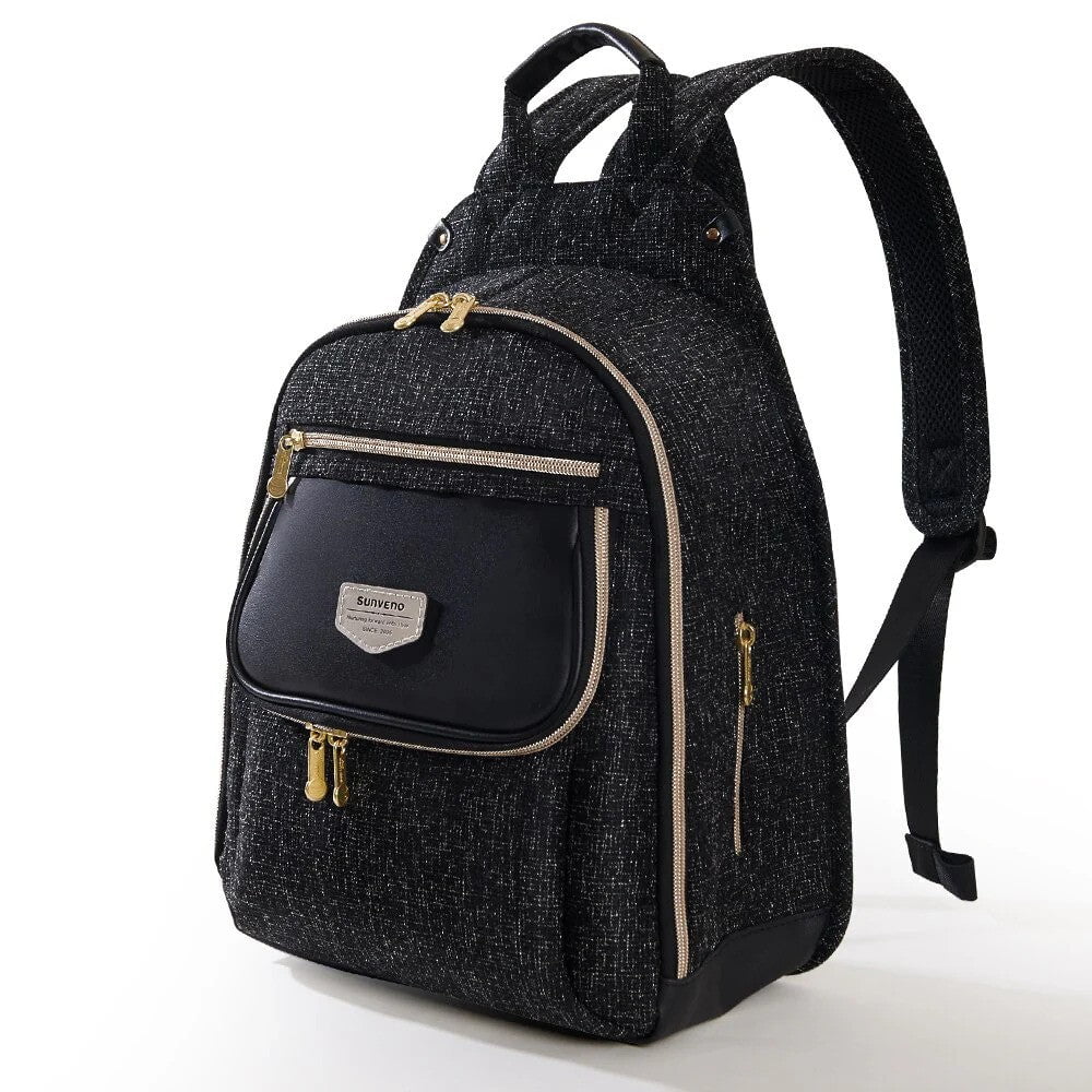Sunveno Tweed Luxe Diaper Bag Backpack Black