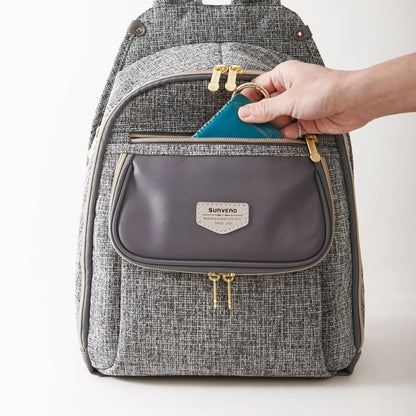 Sunveno Tweed Luxe Diaper Bag Backpack Grey