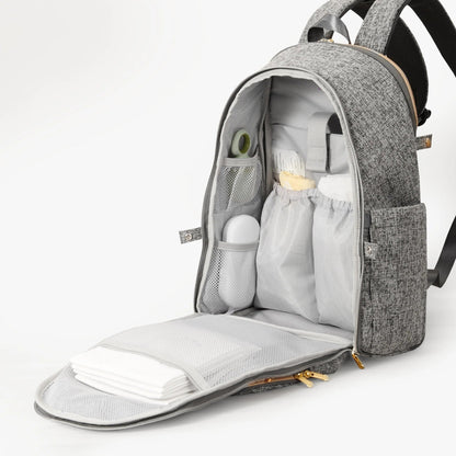Sunveno Diaper Bags Sunveno Tweed Luxe Foldable Diaper Bag Backpack Grey