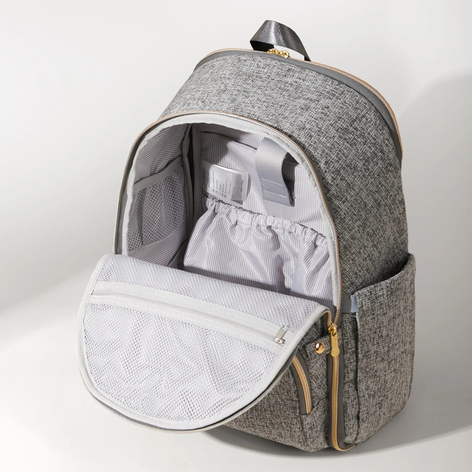 Sunveno Diaper Bags Sunveno Tweed Luxe Foldable Diaper Bag Backpack Grey
