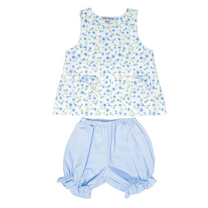 Sweet Dreams Girls Apparel / Playsets / Kids Blue / 12 Mo Sweet Dreams Glory Blue Floral Print Bloomer Set