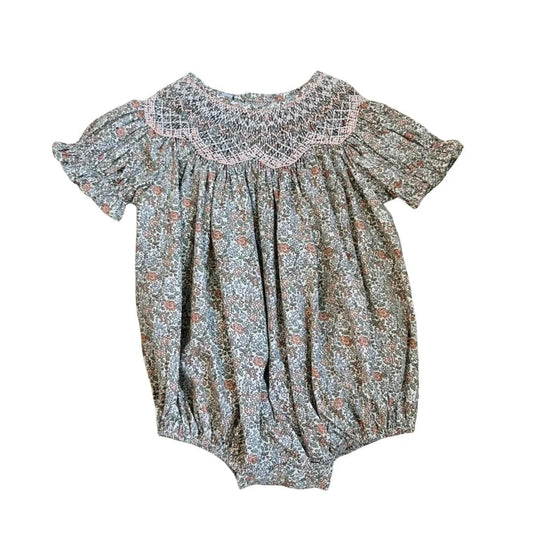 Sweet Dreams Sabrina Printed Flower Smocked Bubble