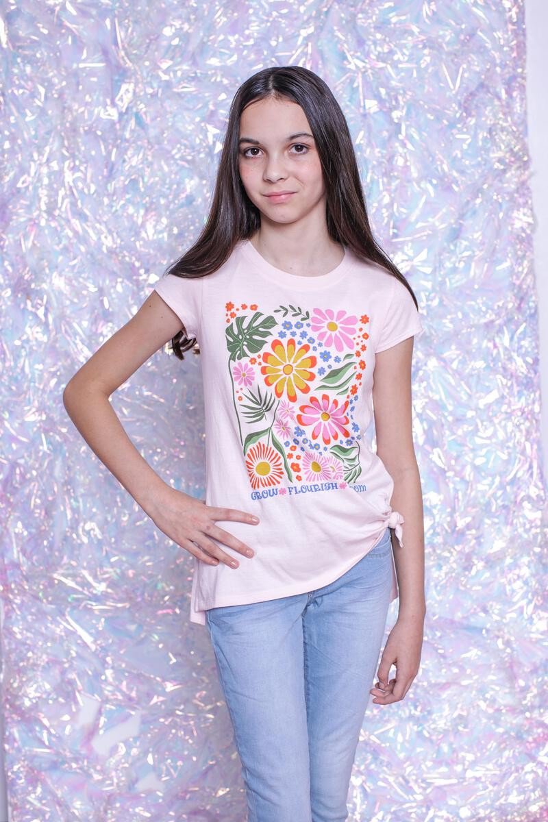 Sweet Soul Tween Grow Flourish Bloom Side Tie Tween Graphic T-Shirt