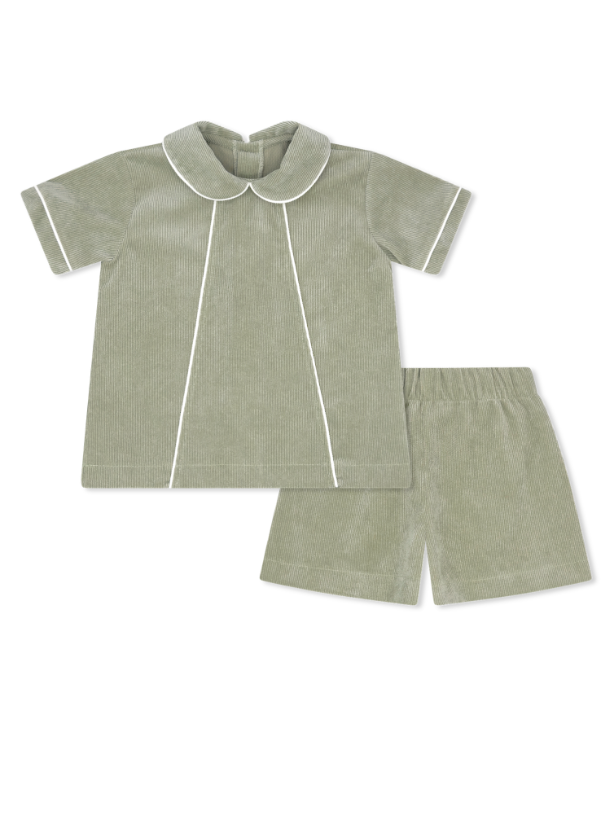 Lullaby Set Adam Short Set - Sweetgrass Corduroy