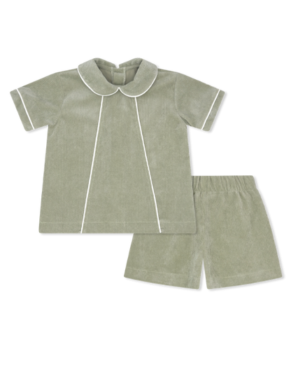 Lullaby Set Adam Short Set - Sweetgrass Corduroy