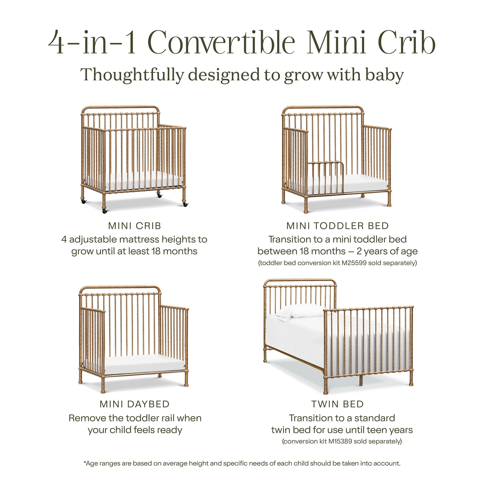 Namesake Winston 4-in-1 Convertible Mini Crib