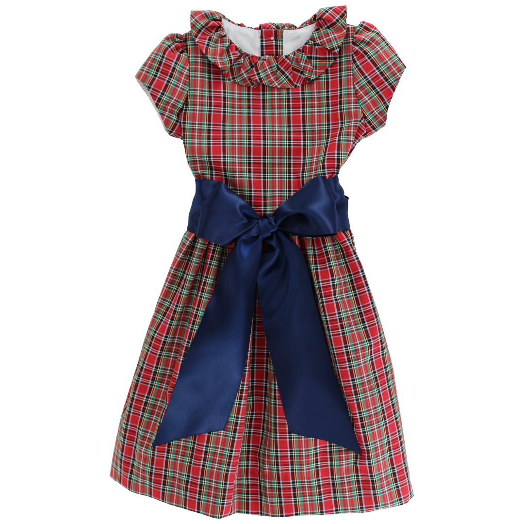 Bailey Boys Tartan Plaid with Navy Cord Dress