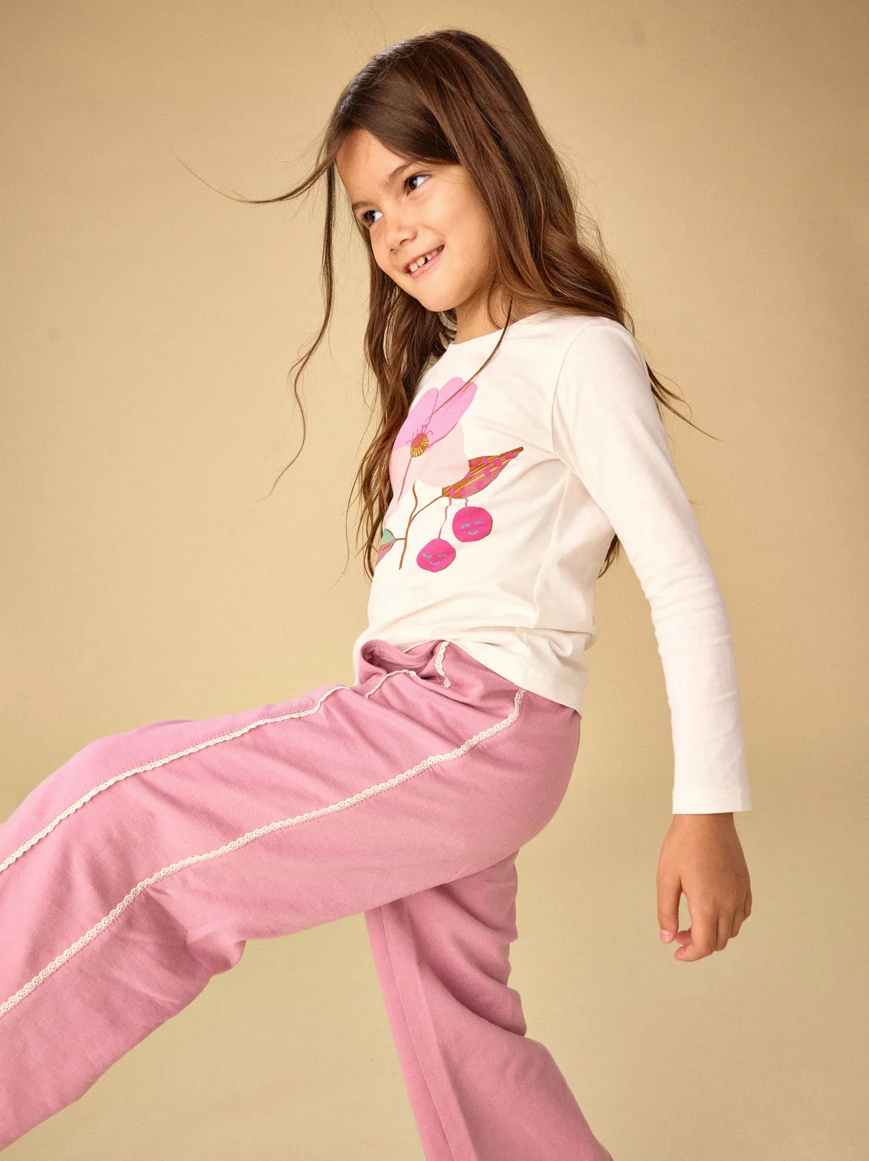 Tea CollectionTea Collection Lace Trim Track Pants HydrangeaBabysupermarket
