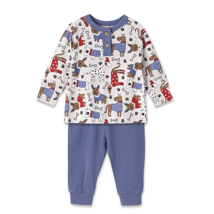 Tesa Babe Puppy Love Long Sleeve Henley Top & Pant Set babysupermarket