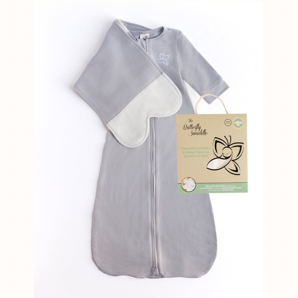 The Butterfly Swaddle Small Cool Gray 7-12LBS