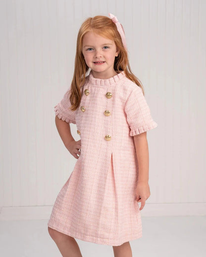 The Oaks Apparel The Oaks Apparel Emerson Pink Twinkle Tweed Dress