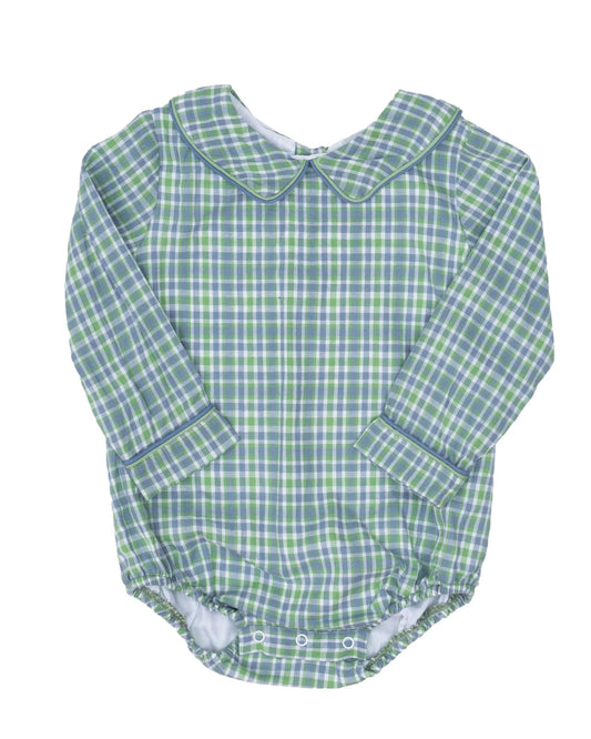 The Oaks Apparel Bluegrass Plaid / 9 Mo The Oaks Apparel James Blue Grass Plaid Bubble