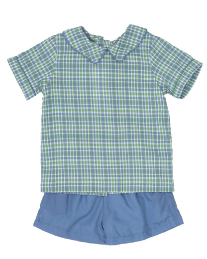 The Oaks Apparel Bluegrass Plaid / 2 Toddler The Oaks Apparel John Bluegrass Plaid Short Set