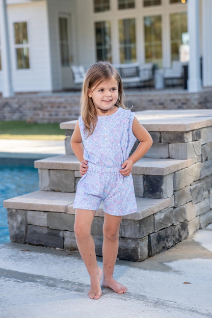 The Oaks Apparel Kinsley Cotton Candy Floral Romper