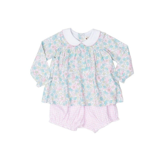 The Oaks Apparel 12 Mo / Pink The Oaks Apparel Mary Charlotte Pink Floral Gingham Bloomer Set