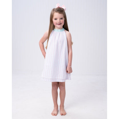 The Oaks Apparel Pink & Aqua Stripe Jewel Dress babysupermarket